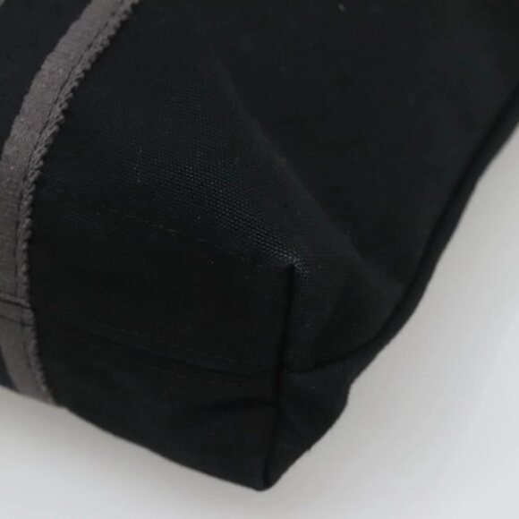 HERMES Fourre Tout Cabas Tote Bag Canvas Black Auth - Picture 14 of 16